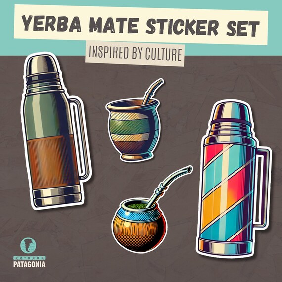 Celebrate the Spirit of South America with Our Retro Mate Sticker Set | Yerba Mate Sticker Set | Retro Mate and Thermos Vinyl Stickers
