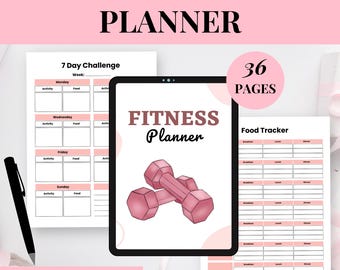 Printable Fitness Planner: Workout, Weight Loss & Wellness Tracker (Digital PDF)