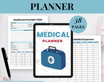 Medizinischer Planer zum Ausdrucken, Medikamenten-Tracker, Gesundheitstagebuch (sofortiges PDF)