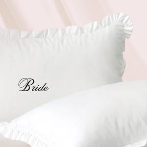 パーソナライズされた刺繍入りフリルシャム枕カバー | カスタムネーム、イニシャル、モノグラム