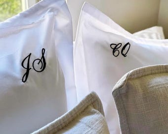 Personalized Embroidered Pillowcase – Oxford Sham | Custom Name or Initials | Dorm, Housewarming, Wedding & Bridesmaid Gift