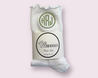 Circle Monogram Pilates & Yoga Socks – Custom Embroidered Workout Socks, Barre, Dance, Gym Gift