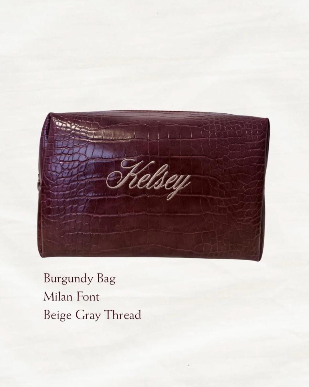 Personalized Embroidered Faux Leather Bag | Cosmetic Bag, Travel Bag, Embroidered Gift