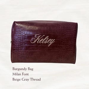 Personalized Embroidered Faux Leather Bag | Cosmetic Bag, Travel Bag, Embroidered Gift