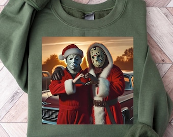 Vintage Horror Movie Christmas Sweatshirt, Scary Graphic Sweater