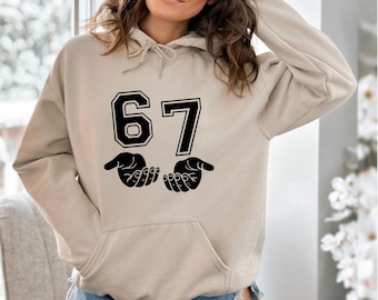 Six Seven 6 7 Funny Meme Hoodie: 67 Hands