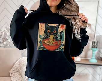 Sweet Cat Ramen Noodle Hoodie: Funny Cat Lover, Japanese Anime