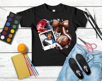 Custom Football Photo T-Shirt: Personalized Name & Number, Kids Game Day Tee