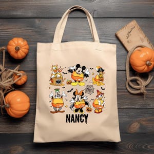 Custom Name Mickey&#39;s Not So Scary Halloween Party Bags,Personalized Mickey and Friends Candy Disney Halloween Tote Bag,,Spooky Season Bag