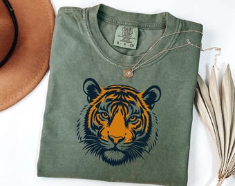 Vintage Tiger Graphic Tee: Comfort Colors Retro 90s Safari Shirt