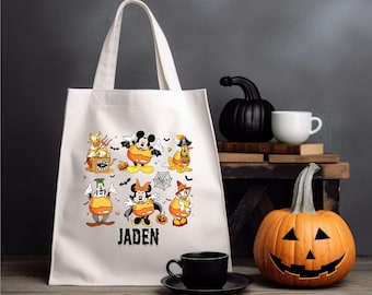 Custom Name Mickey's Not So Scary Halloween Party Bags,Personalized Mickey and Friends Candy Disney Halloween Tote Bag,Spooky Season Bag