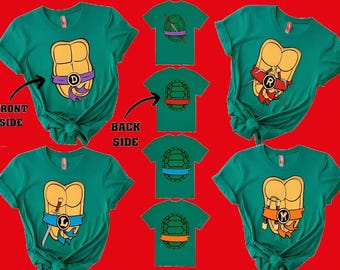 Ninja Turtles Front Back T-Shirt: Halloween Costume Shirt