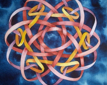 Borromean Knot Mandala III original watercolor