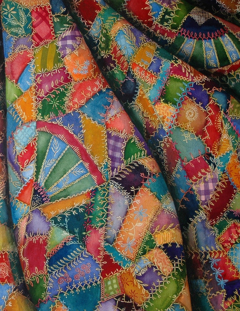 Crazy Quilt I an Original Watercolor Painting Etsy