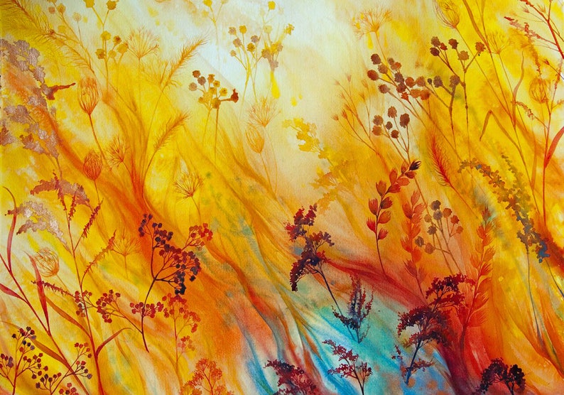 Prairie Fire II an original watercolor on paper image 1