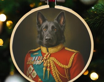 Royal Pet Portrait Christmas Ornament | Custom Dog Uniform Gift