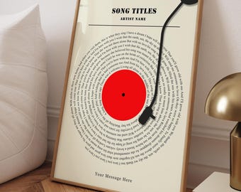 Personalised Song Lyrics Print, Custom Vinyl Record Poster, Customizable Vinyl Lyric Art, Unique Wedding Anniversary Gift, Music Wall Decor