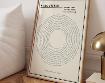 Custom Song Lyrics Print, Personalised Music Poster, Unique Music Gift, Anniversary Gift, Music Gift, Wedding Song Dance, Keepsake