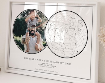 Personalized Star Map Print, Custom Photo, First Father's Day Gift