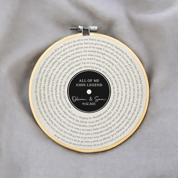 Second Year Cotton Anniversary Gift - 2nd Wedding Anniversary -Husband/Wife Gift - Custom Song Lyrics Print Keepsake Gift