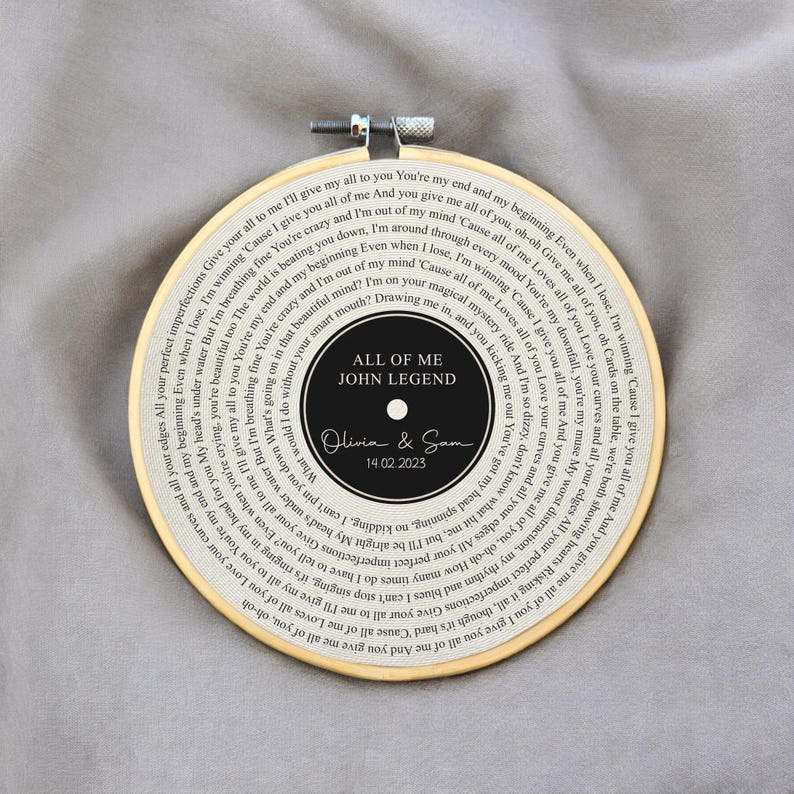 Personalized Cotton Anniversary Gift - Custom Song Lyrics Print - 2nd Wedding Anniversary - First Dance Keepsake