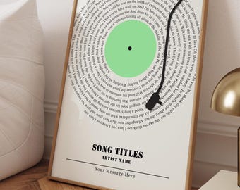 Personalised Paper Anniversary Gift | 1st Anniversary Custom Song Lyrics Print | Gift for Wife or Husband | First Dance Keepsake