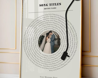 Photo Vinyl Song Lyric Print, First Dance Wedding Song, Paper Anniversary, 1st Anniversary for Her Couples Gift