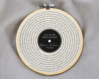 Regalo de aniversario de algodón, impresión personalizada de letras de canciones, regalo personalizado en lienzo con foto para el segundo año, letra de canción de boda para el primer baile, segundo año