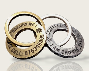 Round Solid Brass Dog Tag, Deep Engraved, Custom Pet ID Tag, Dog Tag, Cat Tag, Puppy ID Tag, Personalised Pet Tag