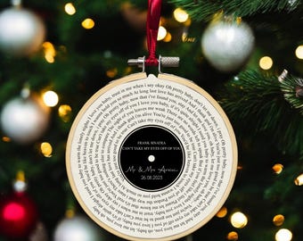 Personalized First Christmas Ornament: Song Lyrics Vinyl Print