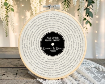 Second Year Cotton Anniversary Gift - 2nd Wedding Anniversary -Husband/Wife Gift - Custom Song Lyrics Print Keepsake Gift
