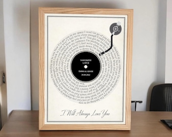 Personalized Cotton Anniversary Gift - Custom Song Lyrics Print - 2nd Wedding Anniversary - First Dance Keepsake