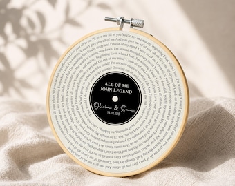 Second Year Cotton Anniversary Gift - 2nd Wedding Anniversary -Husband/Wife Gift - Custom Song Lyrics Print Keepsake Gift