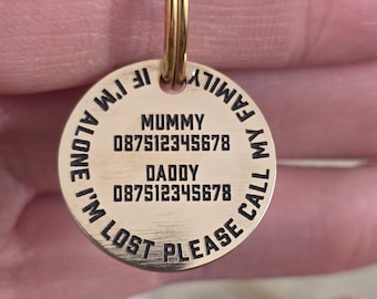 Round Solid Brass Dog Tag, Deep Engraved, Custom Pet ID Tag, Dog Tag, Cat Tag, Puppy ID Tag, Personalised Pet Tag