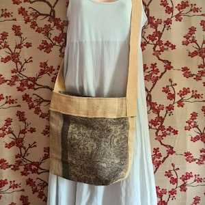 Handmade recycled coffee sack shoulder bag
