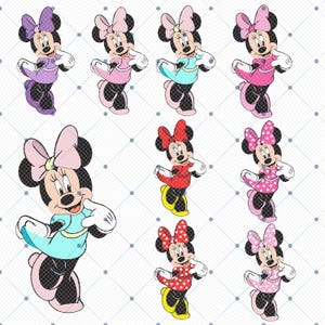 Färgglad Minnie Mouse Clipart, SVG PNG-filer (digital nedladdning) bild 5