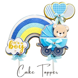 Adorno para tarta "It's A Boy", baby shower de niño, SVG, ARCHIVO, PNG, baby shower azul, decoraciones para baby shower de niño, adorno para tarta de oso