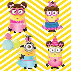 Minion Girls PNG Files, Background PNG, High-Quality Printing, Seamless Pattern