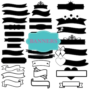 Dekorative Banner SVG, PDF, Ai, Vintage Banner, Ribbon Banner, Banner Outline, Geburtstagsbanner SVG, Formen svg, Banner Clipart
