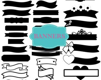 Vintage Ribbon Banner SVG Clipart: Decorative Banners (PDF, Ai, SVG)