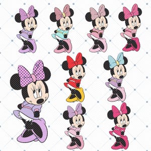 Färgglad Minnie Mouse Clipart, SVG PNG-filer (digital nedladdning) bild 4