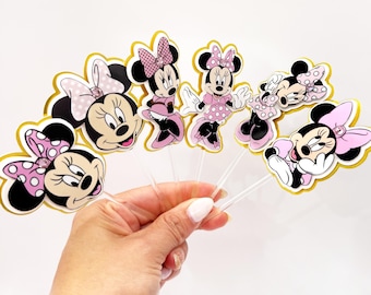 Minnie Mouse Cupcake Topper PNG Files: DIY Party Decorations (Digital Download)