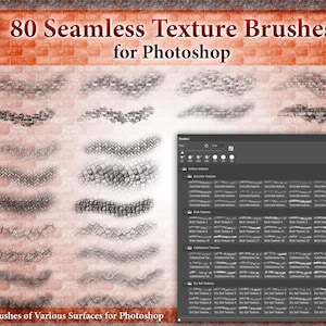 80 pincéis de texturas perfeitas para Photoshop – 4 categorias para mapas de fantasia, jogos de RPG e designs criativos — pincéis de várias superfícies