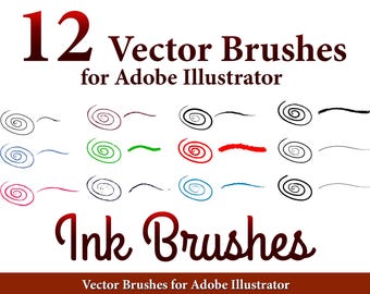12 pędzli wektorowych do programu Adobe Illustrator – pędzle tuszowe
