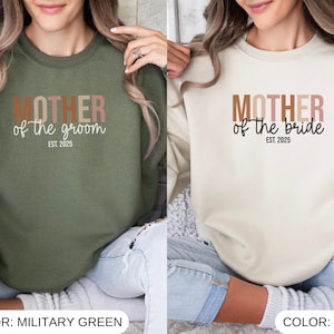 Mother of the Bride Sweatshirt, Mother of the Groom Shirt, Personalized Wedding Sweatshirt, Bridal Party Gift, Custom Wedding Date Hoodie
