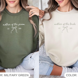 Mother of the Bride Sweatshirt, Mother of the Groom Shirt, Personalized Wedding Sweatshirt, Bridal Party Gift, Custom Wedding Date Hoodie