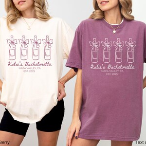 Magliette personalizzate per l&#39;addio al nubilato con vino, maglietta personalizzata per l&#39;addio al nubilato con vino, maglietta Comfort Colors Winery Bride Squad