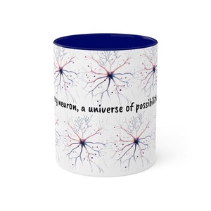 Celestial Neurons Coffee Mug | Cosmic Brain Art | Science Gift | Blue Interior Accent