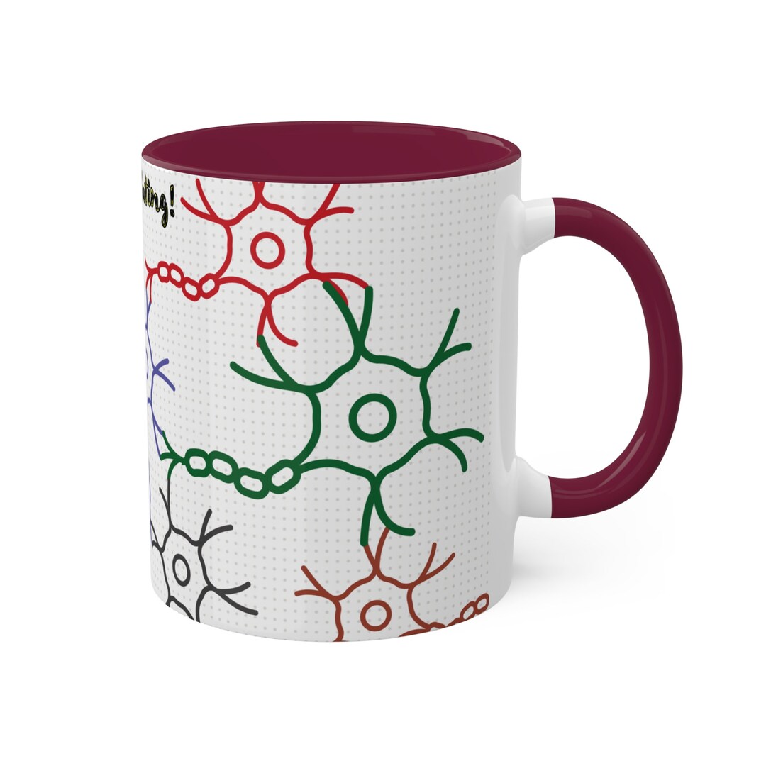 Neural Network Coffee Mug Maroon Interior Handle 11oz Gift for ...
