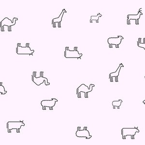 Rêverie de ruminants : un seul emballage cadeau sur un fond rose clair